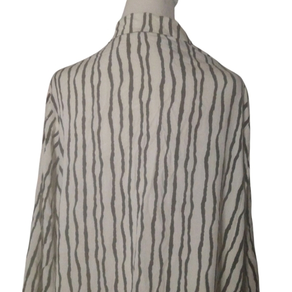 Cupshe Black Cream Vertical Stripe Button Front Shirt Dress Cover Up NWT Size XL - Picture 5 of 7